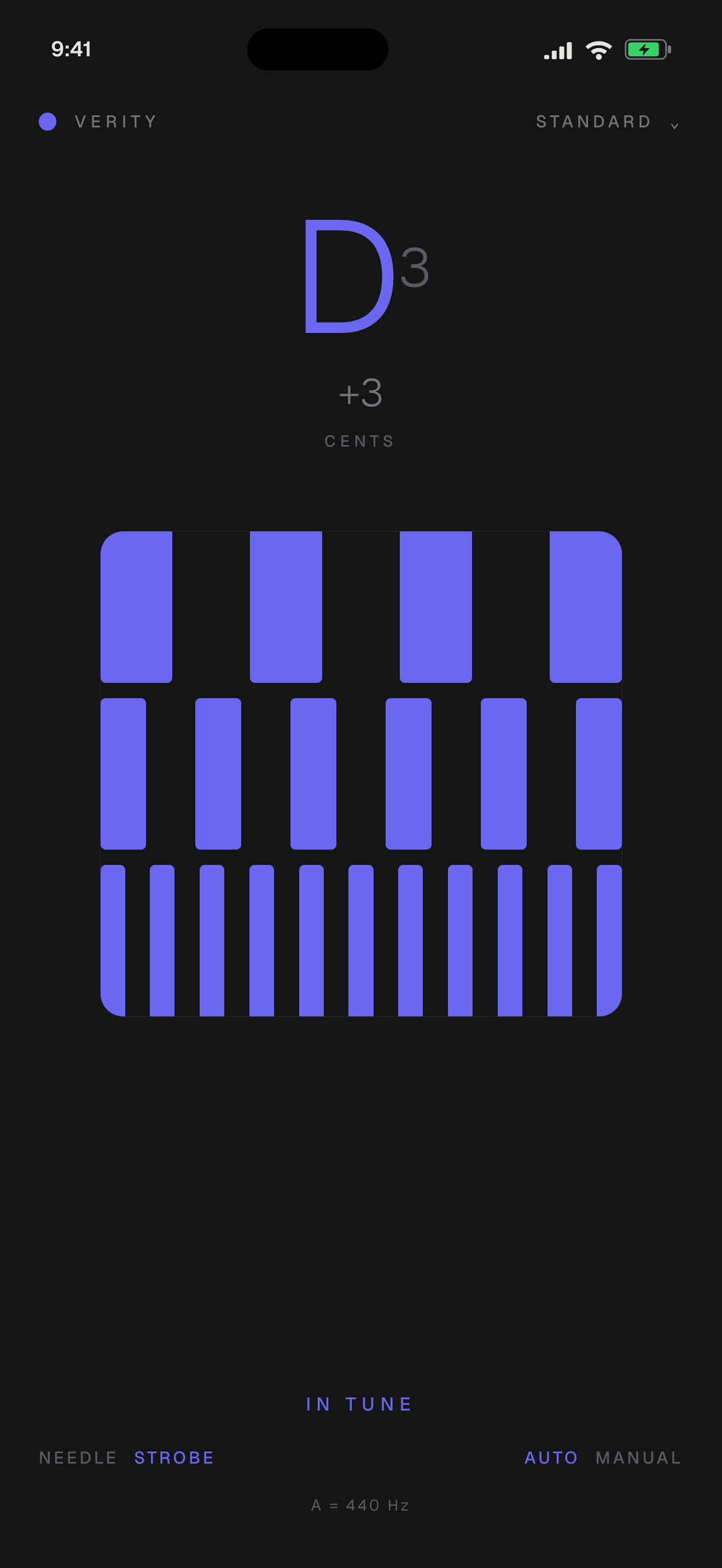 Verity strobe tuning display